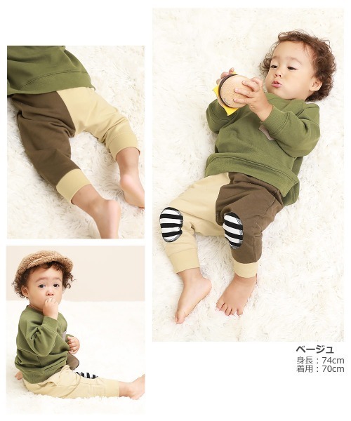 devirock（デビロック）の「ベビー ニーパッチパンツ（その他パンツ・キッズ・ベージュ/スミクロ/杢グレー/オートミール/ライトブラウン・80ｃｍ/90cm/70cm/100cm）」の8枚目の写真