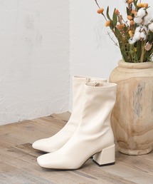 sango | ストレッチスクエアトゥチャンキーヒールミディアムブーツ(ブーツ)