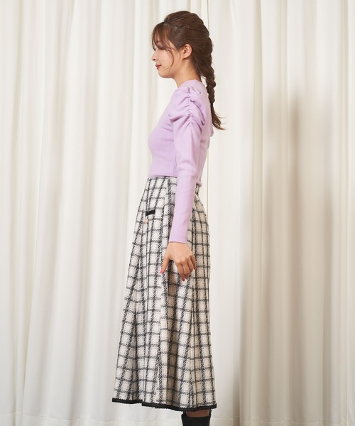 MIIA（ミーア）の「キラキラツィードフレアスカート（スカート・レディース・ブラック/パープル/オフホワイト・FREE）」の14枚目の写真