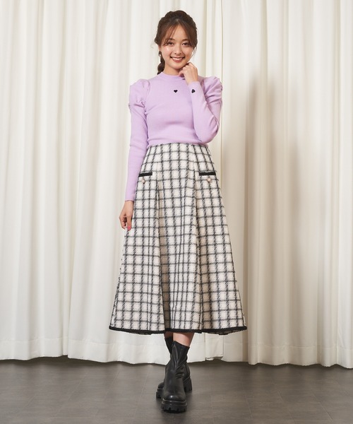 MIIA（ミーア）の「キラキラツィードフレアスカート（スカート・レディース・ブラック/パープル/オフホワイト・FREE）」の10枚目の写真