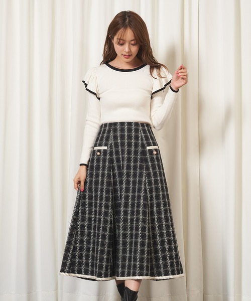 MIIA（ミーア）の「キラキラツィードフレアスカート（スカート・レディース・ブラック/パープル/オフホワイト・FREE）」の18枚目の写真