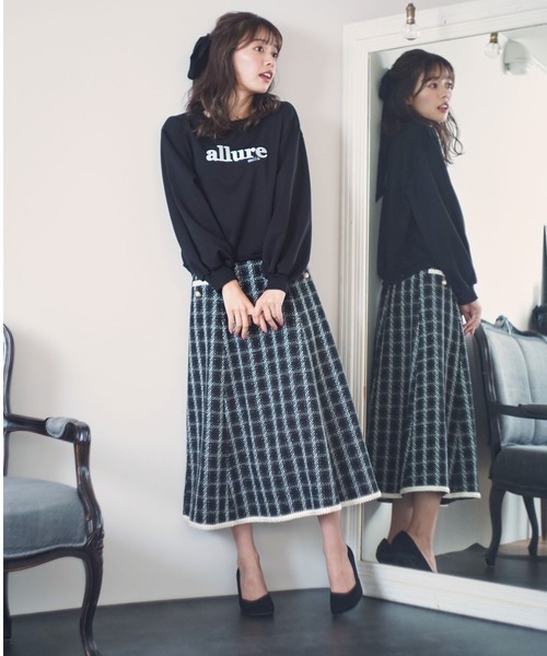 MIIA（ミーア）の「キラキラツィードフレアスカート（スカート・レディース・ブラック/パープル/オフホワイト・FREE）」の19枚目の写真