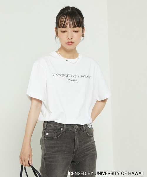 FREAK'S STORE（フリークスストア）の「▽HAWAII SHORT SLEEVE TEE/ハワイショートスリーブTシャツ（Tシャツ/カットソー・レディース・グリーン/オリーブ/オフホワイト/ホワイト/ブルーグリーン/ナチュラル・ﾌﾘ-）」の3枚目の写真