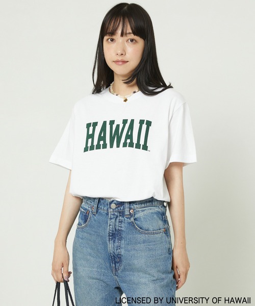FREAK'S STORE（フリークスストア）の「▽HAWAII SHORT SLEEVE TEE/ハワイショートスリーブTシャツ（Tシャツ/カットソー・レディース・グリーン/オリーブ/オフホワイト/ホワイト/ブルーグリーン/ナチュラル・ﾌﾘ-）」の2枚目の写真
