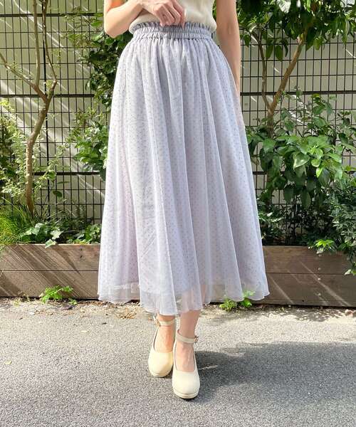 MAJESTIC LEGON（マジェスティックレゴン）の「エアリーパターンチュールスカート（スカート・レディース・ベージュ系その他2/ホワイト系その他2/グレー系その他・SMALL/MEDIUM）」の3枚目の写真