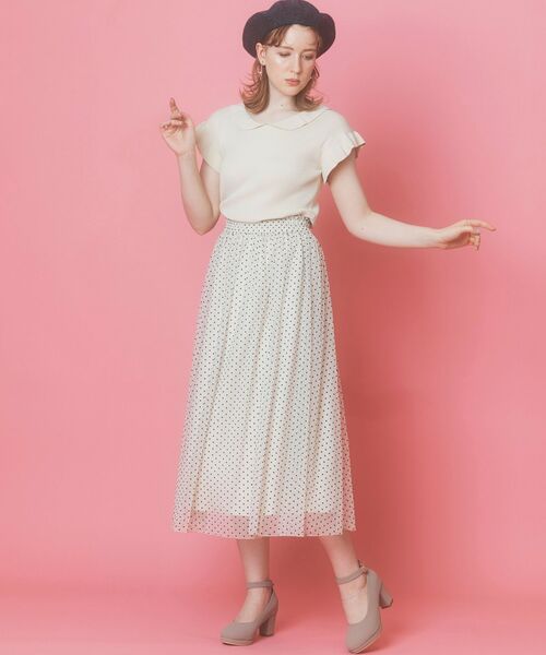 MAJESTIC LEGON（マジェスティックレゴン）の「エアリーパターンチュールスカート（スカート・レディース・ベージュ系その他2/ホワイト系その他2/グレー系その他・SMALL/MEDIUM）」の2枚目の写真