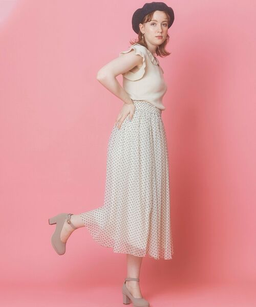 MAJESTIC LEGON（マジェスティックレゴン）の「エアリーパターンチュールスカート（スカート・レディース・ベージュ系その他2/ホワイト系その他2/グレー系その他・SMALL/MEDIUM）」の7枚目の写真