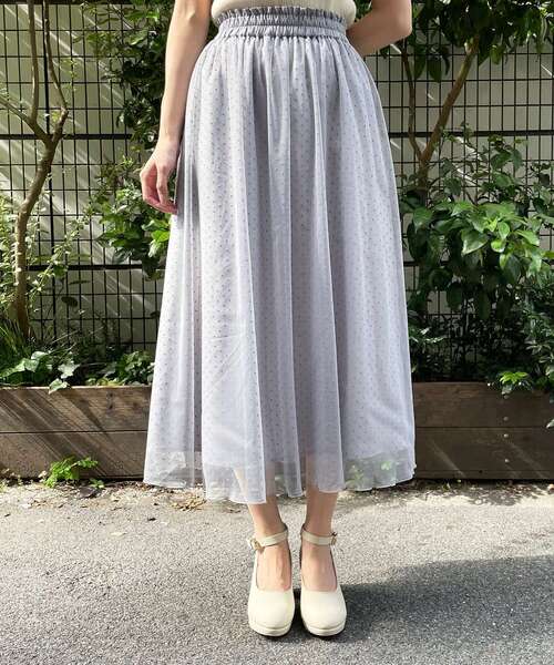 MAJESTIC LEGON（マジェスティックレゴン）の「エアリーパターンチュールスカート（スカート・レディース・ベージュ系その他2/ホワイト系その他2/グレー系その他・SMALL/MEDIUM）」の20枚目の写真