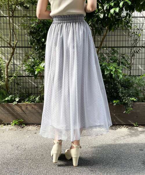 MAJESTIC LEGON（マジェスティックレゴン）の「エアリーパターンチュールスカート（スカート・レディース・ベージュ系その他2/ホワイト系その他2/グレー系その他・SMALL/MEDIUM）」の8枚目の写真