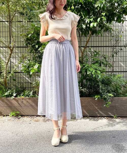 MAJESTIC LEGON（マジェスティックレゴン）の「エアリーパターンチュールスカート（スカート・レディース・ベージュ系その他2/ホワイト系その他2/グレー系その他・SMALL/MEDIUM）」の5枚目の写真