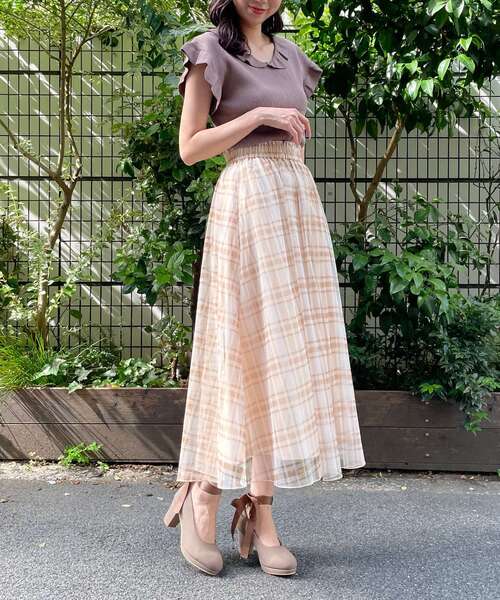 MAJESTIC LEGON（マジェスティックレゴン）の「エアリーパターンチュールスカート（スカート・レディース・ベージュ系その他2/ホワイト系その他2/グレー系その他・SMALL/MEDIUM）」の9枚目の写真