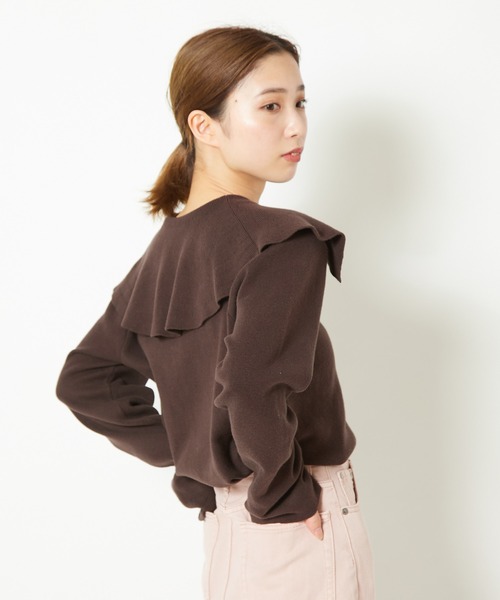 CIAOPANIC（チャオパニック）の「ミラノリブセーラーカラープルオーバー（ニット/セーター・レディース・ブラウン/ブルー/アイボリー・FREE）」の10枚目の写真