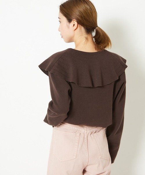 CIAOPANIC（チャオパニック）の「ミラノリブセーラーカラープルオーバー（ニット/セーター・レディース・ブラウン/ブルー/アイボリー・FREE）」の7枚目の写真