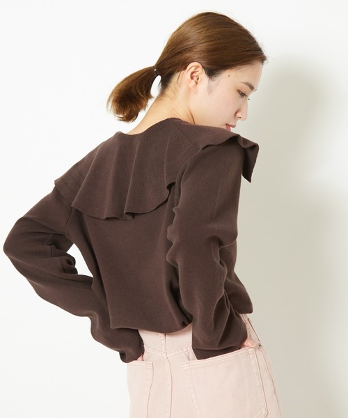 CIAOPANIC（チャオパニック）の「ミラノリブセーラーカラープルオーバー（ニット/セーター・レディース・ブラウン/ブルー/アイボリー・FREE）」の9枚目の写真