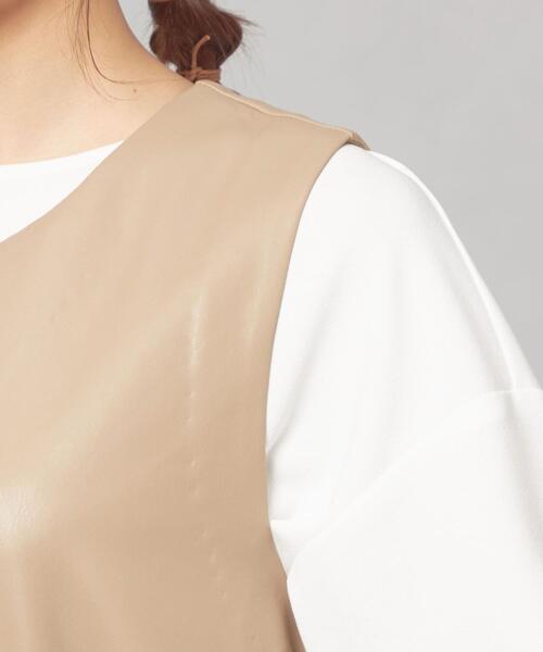 Torrazzo Donna（トラッゾドンナ）の「＜TORRAZZO DONNA（トラッゾドンナ）＞フェイクレザー スリットネック ジャンパースカート（ジャンパースカート・レディース・ブラック/ベージュ・FREE）」の9枚目の写真