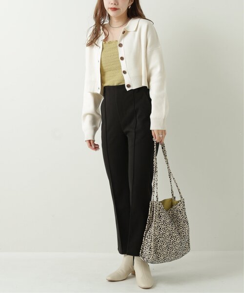 RAY CASSIN（レイカズン）の「ウールニットライクセンターシームカラーパンツ（スラックス・レディース・ブラック/オレンジ/ベージュ/ライトカーキ/パープル・LARGE/MEDIUM/SMALL）」の7枚目の写真