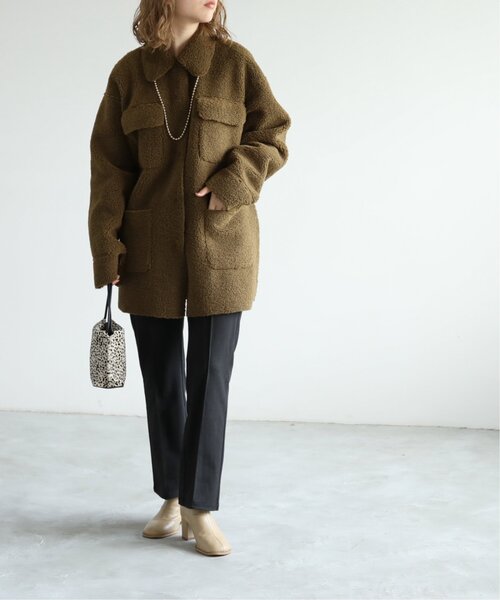 RAY CASSIN（レイカズン）の「ウールニットライクセンターシームカラーパンツ（スラックス・レディース・ブラック/オレンジ/ベージュ/ライトカーキ/パープル・LARGE/MEDIUM/SMALL）」の8枚目の写真