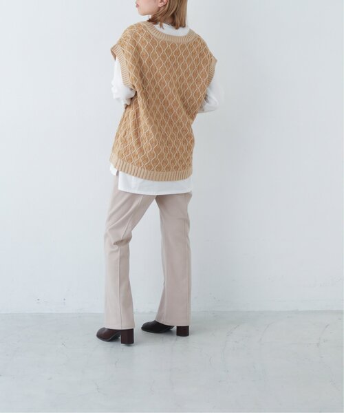 RAY CASSIN（レイカズン）の「ウールニットライクセンターシームカラーパンツ（スラックス・レディース・ブラック/オレンジ/ベージュ/ライトカーキ/パープル・LARGE/MEDIUM/SMALL）」の12枚目の写真