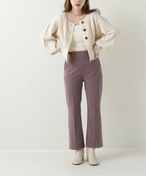 RAY CASSIN（レイカズン）の「ウールニットライクセンターシームカラーパンツ（スラックス・レディース・ブラック/オレンジ/ベージュ/ライトカーキ/パープル・LARGE/MEDIUM/SMALL）」の18枚目の写真