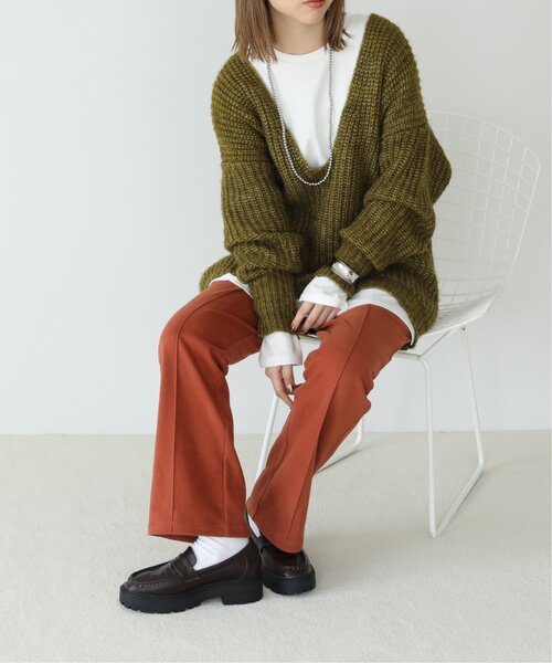 RAY CASSIN（レイカズン）の「ウールニットライクセンターシームカラーパンツ（スラックス・レディース・ブラック/オレンジ/ベージュ/ライトカーキ/パープル・LARGE/MEDIUM/SMALL）」の20枚目の写真