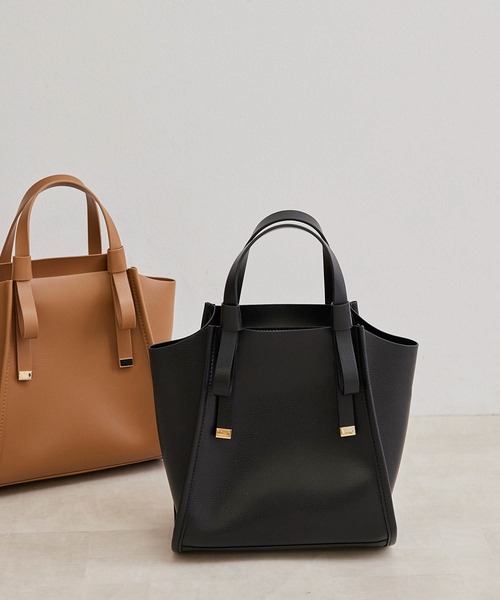 ROPE' PICNIC（ロペピクニック）の「【軽量】フラットリボンハンドルミドルトート＆ショルダーバッグ（トートバッグ・レディース・ブラック/キャメル/ピンク系その他2・FREE）」の2枚目の写真