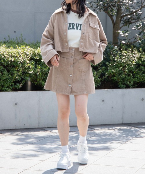 WEGO（ウィゴー）の「WEGO/コーデュロイ前ポケットミニスカート