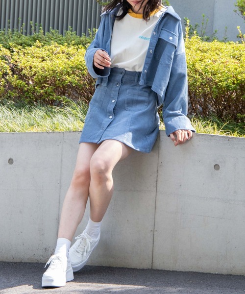 WEGO（ウィゴー）の「WEGO/コーデュロイ前ポケットミニスカート