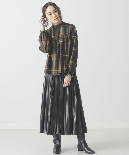 BEAMS LIGHTS(ビームスライツ)の「BEAMS LIGHTS / ネオンライン チェック柄 ブラウス(シャツ/ブラウス・レディース・グリーン・ONE SIZE)」の8枚目の写真