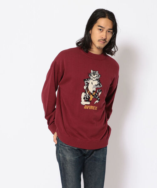 AVIREX(アヴィレックス)の「トムキャット クルーネック ニット / TOMCAT CREW NECK KNIT / アヴィレックス / AVIREX(ニット/セーター・メンズ・ライトグレー/バーガンディー/ネイビー・LARGE/X-LARGE/MEDIUM/XX-LARGE)」の3枚目の写真