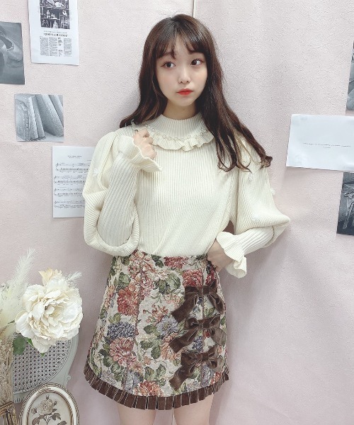 Swankiss（スワンキス）の「HB bijou pearl knit（ニット/セーター・レディース・ブラック/オフホワイト/ピンク/ボルドー・FREE）」の2枚目の写真