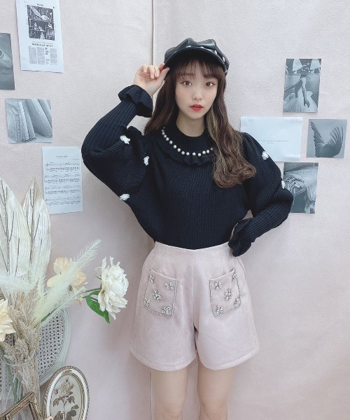 Swankiss（スワンキス）の「HB bijou pearl knit（ニット/セーター・レディース・ブラック/オフホワイト/ピンク/ボルドー・FREE）」の13枚目の写真