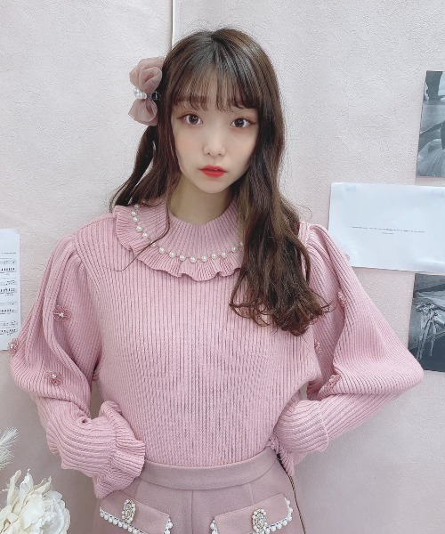 Swankiss（スワンキス）の「HB bijou pearl knit（ニット/セーター・レディース・ブラック/オフホワイト/ピンク/ボルドー・FREE）」の16枚目の写真