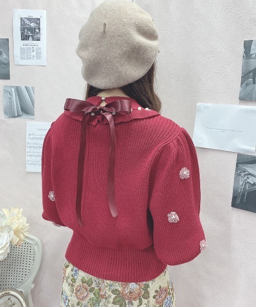 Swankiss（スワンキス）の「HB bijou pearl knit（ニット/セーター・レディース・ブラック/オフホワイト/ピンク/ボルドー・FREE）」の17枚目の写真