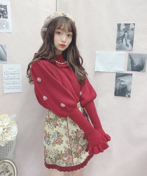 Swankiss（スワンキス）の「HB bijou pearl knit（ニット/セーター・レディース・ブラック/オフホワイト/ピンク/ボルドー・FREE）」の19枚目の写真