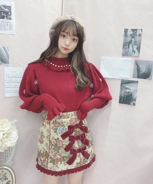 Swankiss（スワンキス）の「HB bijou pearl knit（ニット/セーター・レディース・ブラック/オフホワイト/ピンク/ボルドー・FREE）」の20枚目の写真