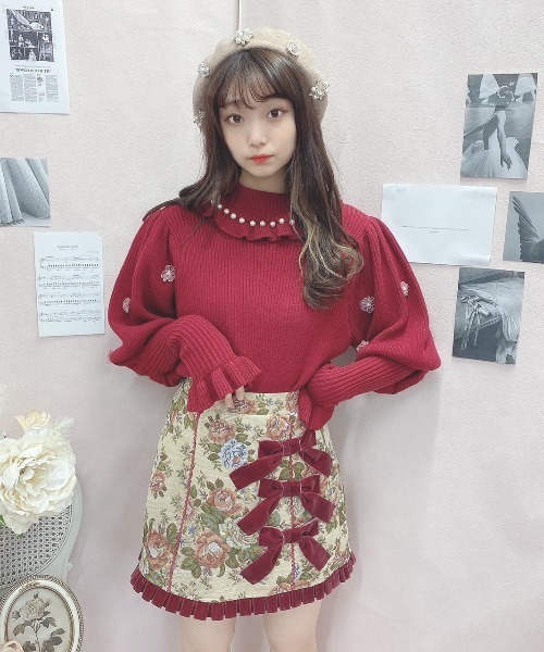 Swankiss（スワンキス）の「HB bijou pearl knit（ニット/セーター・レディース・ブラック/オフホワイト/ピンク/ボルドー・FREE）」の21枚目の写真