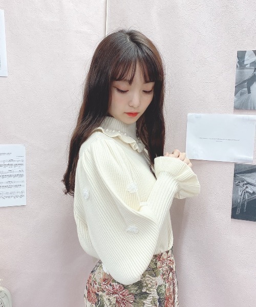 Swankiss（スワンキス）の「HB bijou pearl knit（ニット/セーター・レディース・ブラック/オフホワイト/ピンク/ボルドー・FREE）」の8枚目の写真