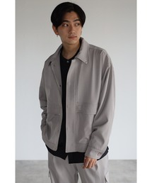 オーバーサイズ ビッグポケット 比翼ブルゾン <セットアップ>