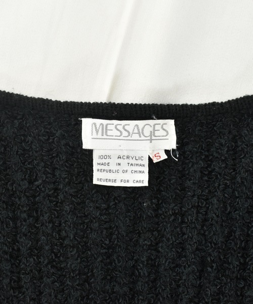 VINTAGE（ヴィンテージ）の「【ヴィンテージ古着】90's MESSAGES アクリルニット カーディガン（カーディガン/ボレロ・メンズ・ブラック・SMALL）」の3枚目の写真