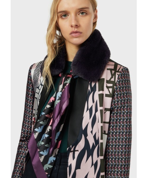 EMPORIO ARMANI（エンポリオアルマーニ）の「【エンポリオ アルマーニ】EMPORIO ARMANI スカーフ付きティペット（ストール/ショール・レディース・ブラック/ダークパープル・FREE）」の6枚目の写真