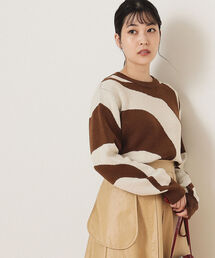 Ray BEAMS | Ray BEAMS / バイカラー パターン クルーネック ニット(ニット/セーター)