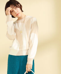 Ray BEAMS | Ray BEAMS / バイカラー パターン クルーネック ニット(ニット/セーター)