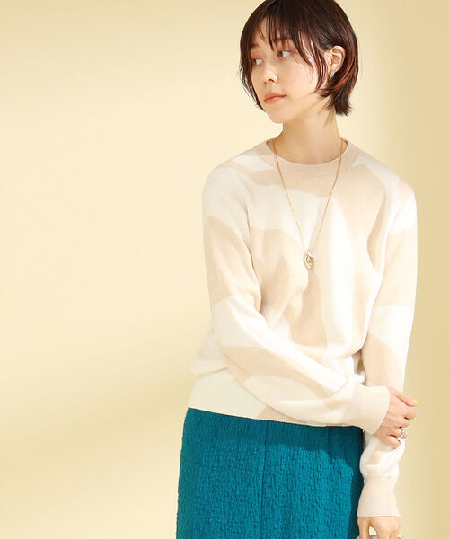 Ray BEAMS（レイビームス）の「Ray BEAMS / バイカラー パターン クルーネック ニット（ニット/セーター・レディース・ダークブラウン/ベージュ・ONE SIZE）」の11枚目の写真