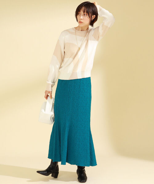 Ray BEAMS（レイビームス）の「Ray BEAMS / バイカラー パターン クルーネック ニット（ニット/セーター・レディース・ダークブラウン/ベージュ・ONE SIZE）」の15枚目の写真