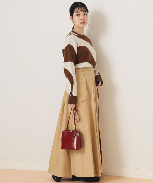 Ray BEAMS（レイビームス）の「Ray BEAMS / バイカラー パターン クルーネック ニット（ニット/セーター・レディース・ダークブラウン/ベージュ・ONE SIZE）」の7枚目の写真