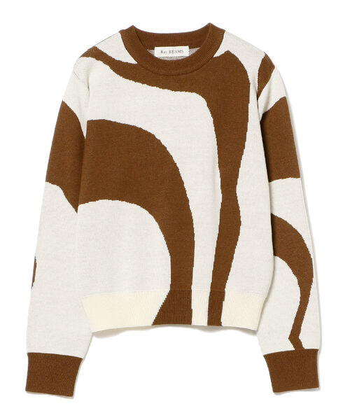 Ray BEAMS（レイビームス）の「Ray BEAMS / バイカラー パターン クルーネック ニット（ニット/セーター・レディース・ダークブラウン/ベージュ・ONE SIZE）」の18枚目の写真