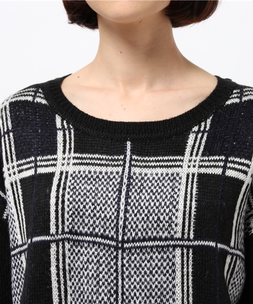 one after another NICE CLAUP（ワンアフターアナザーナイスクラップ）の「【ナイスクラップ】チェック柄ニット（ニット/セーター・レディース・ネイビー/ブラック/グリーン・FREE）」の7枚目の写真