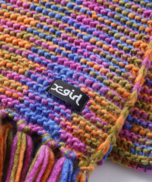 X-girl（エックスガール）の「KNIT SCARF（マフラー・レディース・マルチ/ブラック・ONE SIZE）」の4枚目の写真