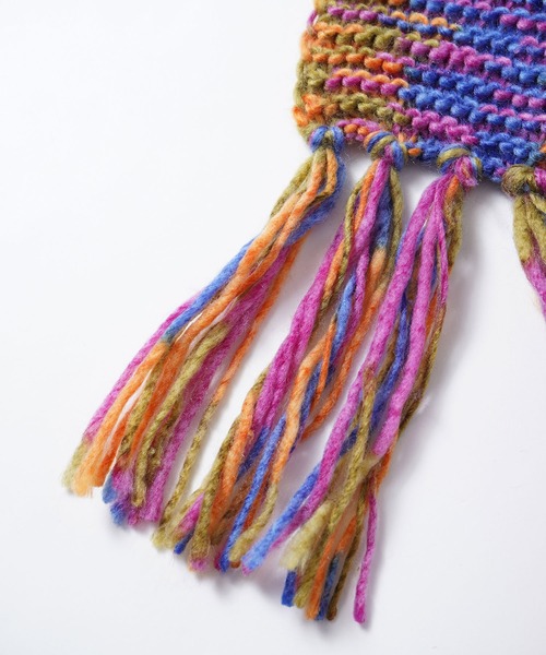 X-girl（エックスガール）の「KNIT SCARF（マフラー・レディース・マルチ/ブラック・ONE SIZE）」の5枚目の写真