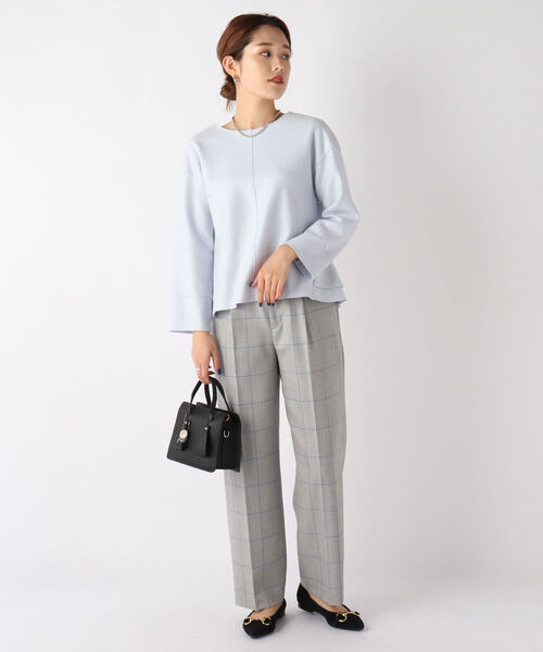 NOLLEY’S（ノーリーズ）の「圧縮リングジャージバックフリルプルオーバーカットソー（Tシャツ/カットソー・レディース・サックスブルー/アイボリー/ネイビー・36/38）」の4枚目の写真